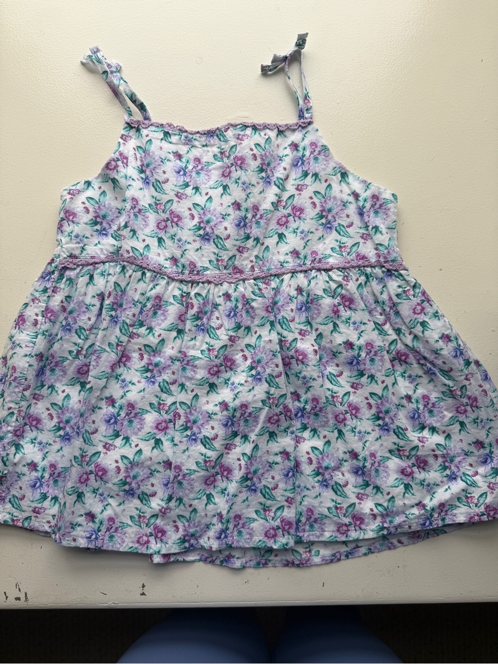 Janie and Jack Lavender Floral Tie-Shoulder Tank